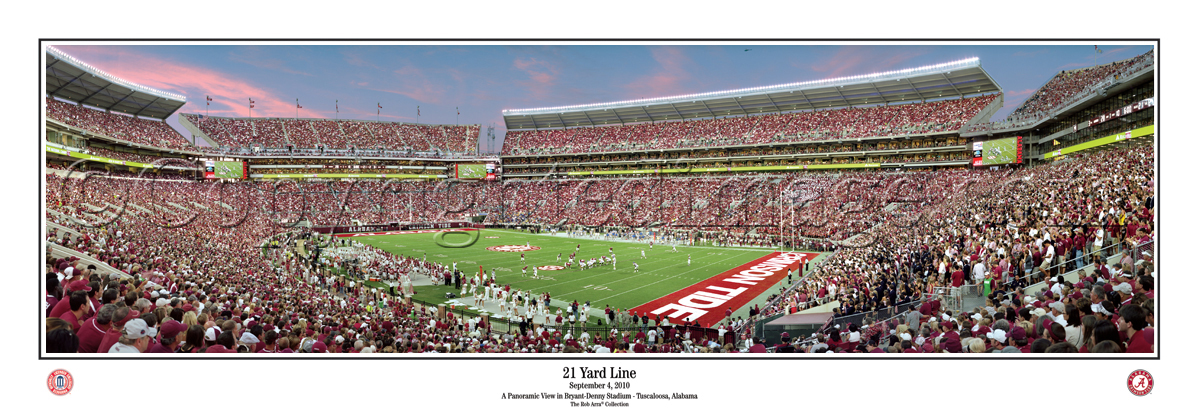 "21 Yard Line" Alabama at Bryant Denny Stadium Panoramic Poster