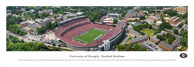 Georgia Bulldogs At Sanford Stadium Aerial Panorama Poster