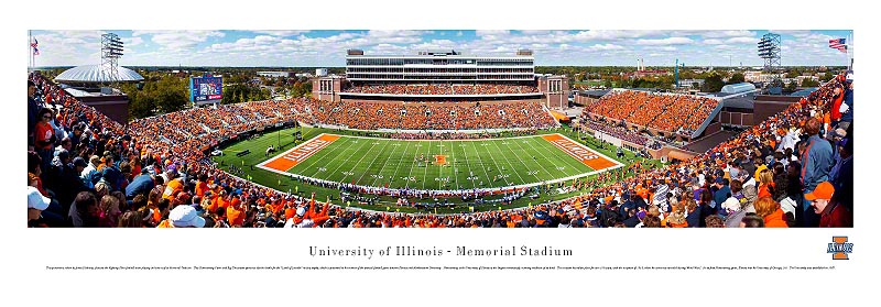 Illinois Fighting Illini at Memorial Stadium Panoramic Poster