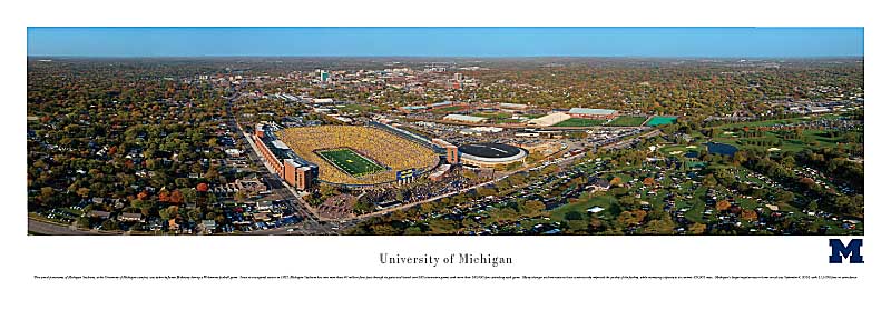 Michigan Wolverines At Michigan Stadium Aerial Panorama Poster