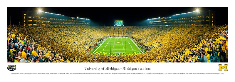 First Night Game at Michigan Stadium Panoramic Poster