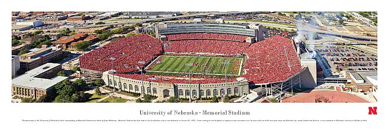 Nebraska Cornhuskers At Memorial Stadium Aerial Panorama Poster